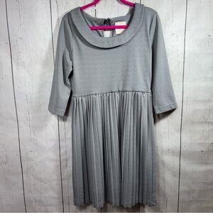 ModCloth Cowl Neck Fit & Flare Dress L Minimalist Feminine Cottagecore Gray